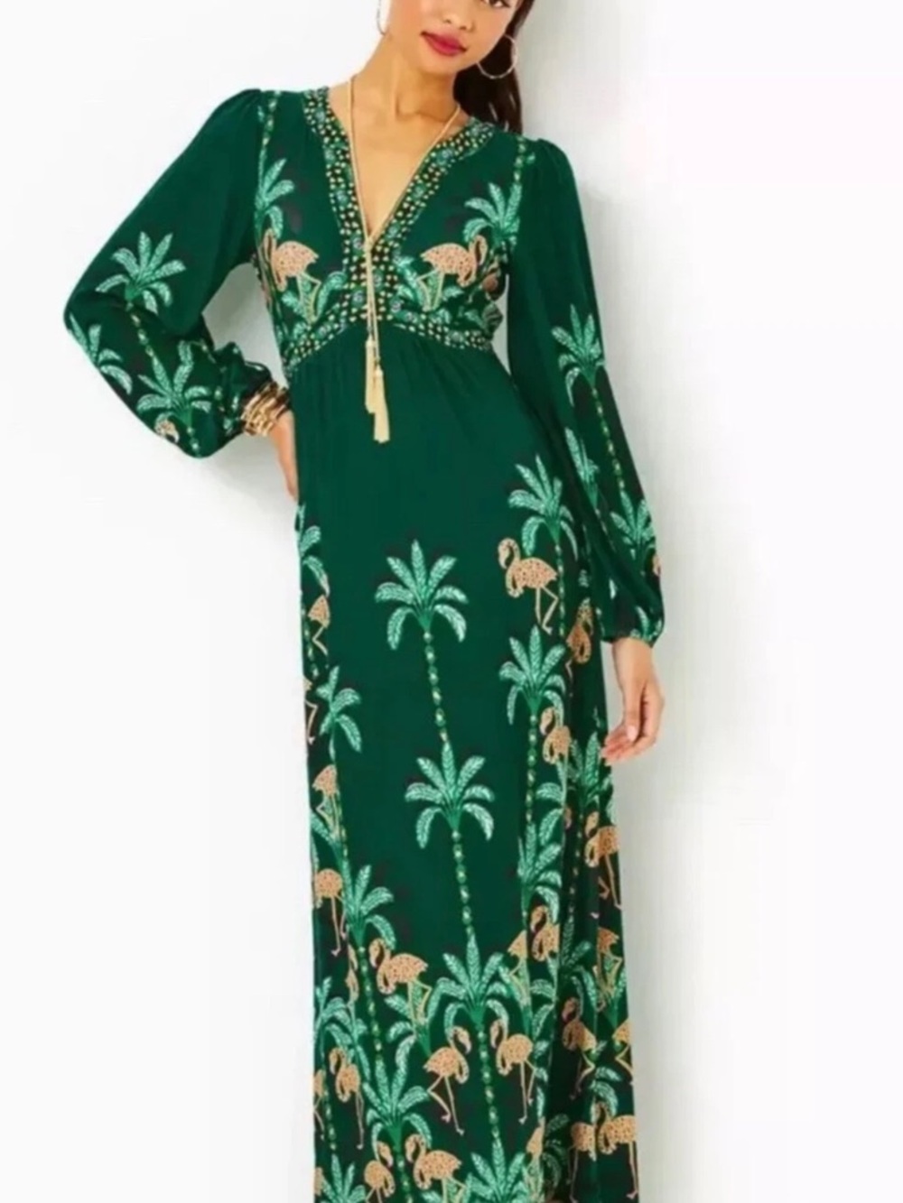 EUC Lilly Pulitzer Wexlee Maxi Dress in Evergreen Stir it Up print